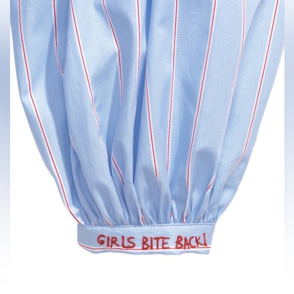 H&M Wrapped Striped Puff Sleeve Top - Picture 3 of 6